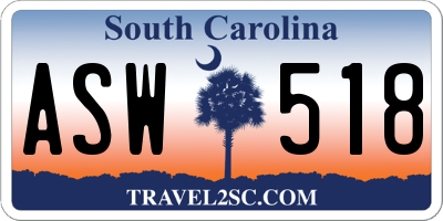 SC license plate ASW518