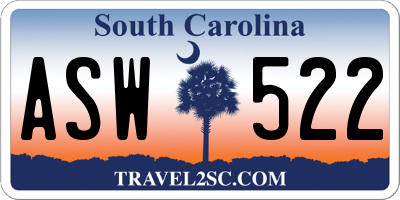 SC license plate ASW522