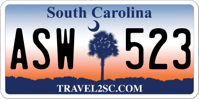 SC license plate ASW523