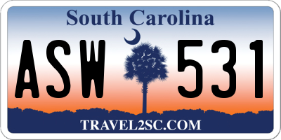 SC license plate ASW531