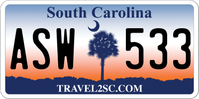 SC license plate ASW533