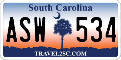 SC license plate ASW534