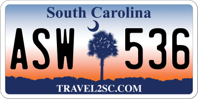 SC license plate ASW536