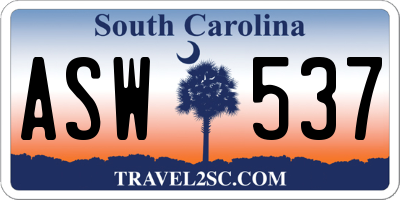 SC license plate ASW537