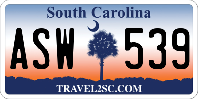 SC license plate ASW539