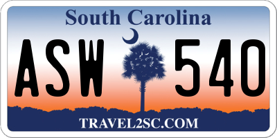 SC license plate ASW540