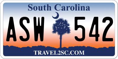 SC license plate ASW542