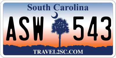 SC license plate ASW543