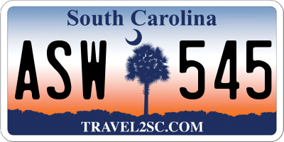 SC license plate ASW545