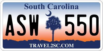 SC license plate ASW550