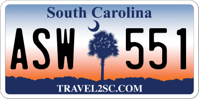 SC license plate ASW551