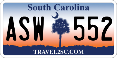 SC license plate ASW552