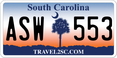 SC license plate ASW553