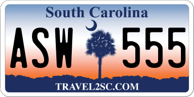 SC license plate ASW555