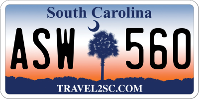 SC license plate ASW560