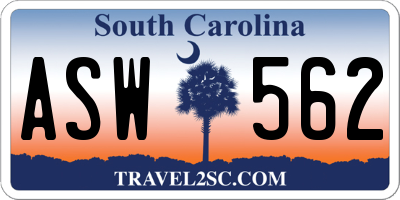 SC license plate ASW562