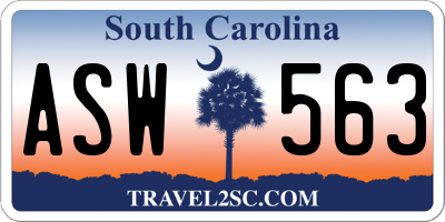 SC license plate ASW563