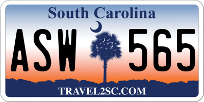 SC license plate ASW565