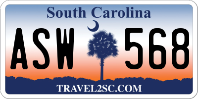 SC license plate ASW568