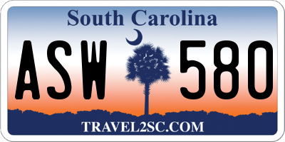 SC license plate ASW580