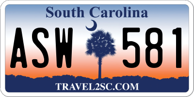 SC license plate ASW581
