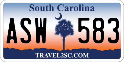 SC license plate ASW583