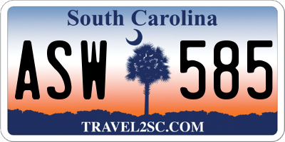 SC license plate ASW585