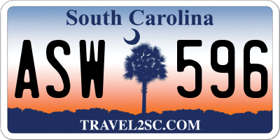 SC license plate ASW596