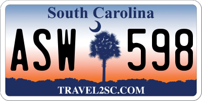 SC license plate ASW598