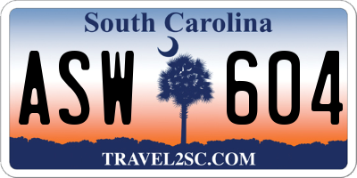 SC license plate ASW604