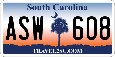 SC license plate ASW608