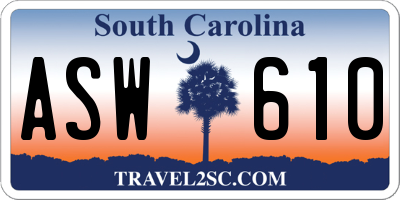 SC license plate ASW610