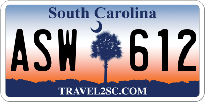 SC license plate ASW612