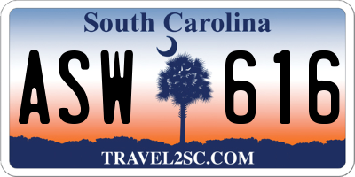 SC license plate ASW616