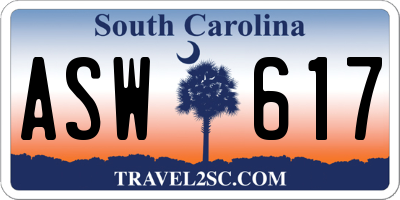 SC license plate ASW617