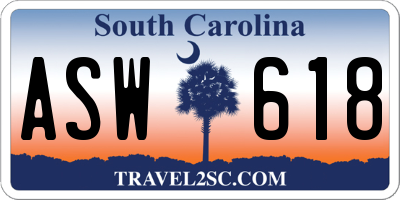 SC license plate ASW618