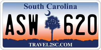 SC license plate ASW620