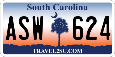 SC license plate ASW624