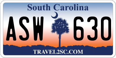 SC license plate ASW630