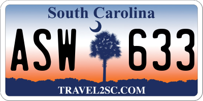 SC license plate ASW633