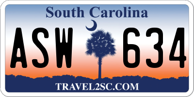 SC license plate ASW634