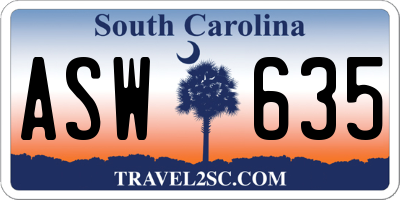 SC license plate ASW635
