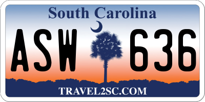 SC license plate ASW636