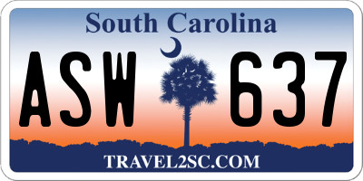 SC license plate ASW637