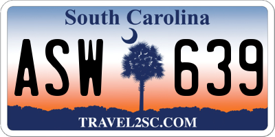 SC license plate ASW639