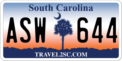 SC license plate ASW644