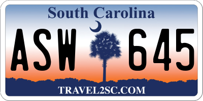 SC license plate ASW645
