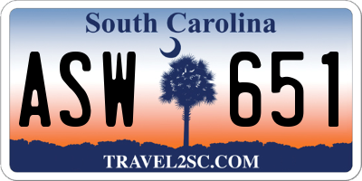 SC license plate ASW651