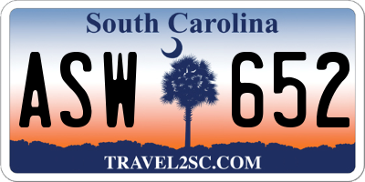 SC license plate ASW652