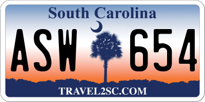 SC license plate ASW654